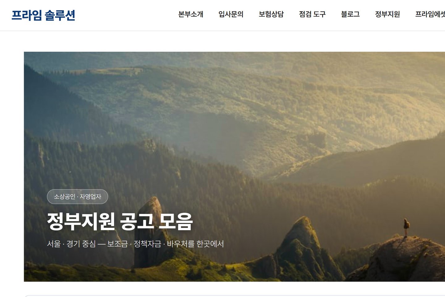 보험 본부 사이트 — 정부지원 공고 모음